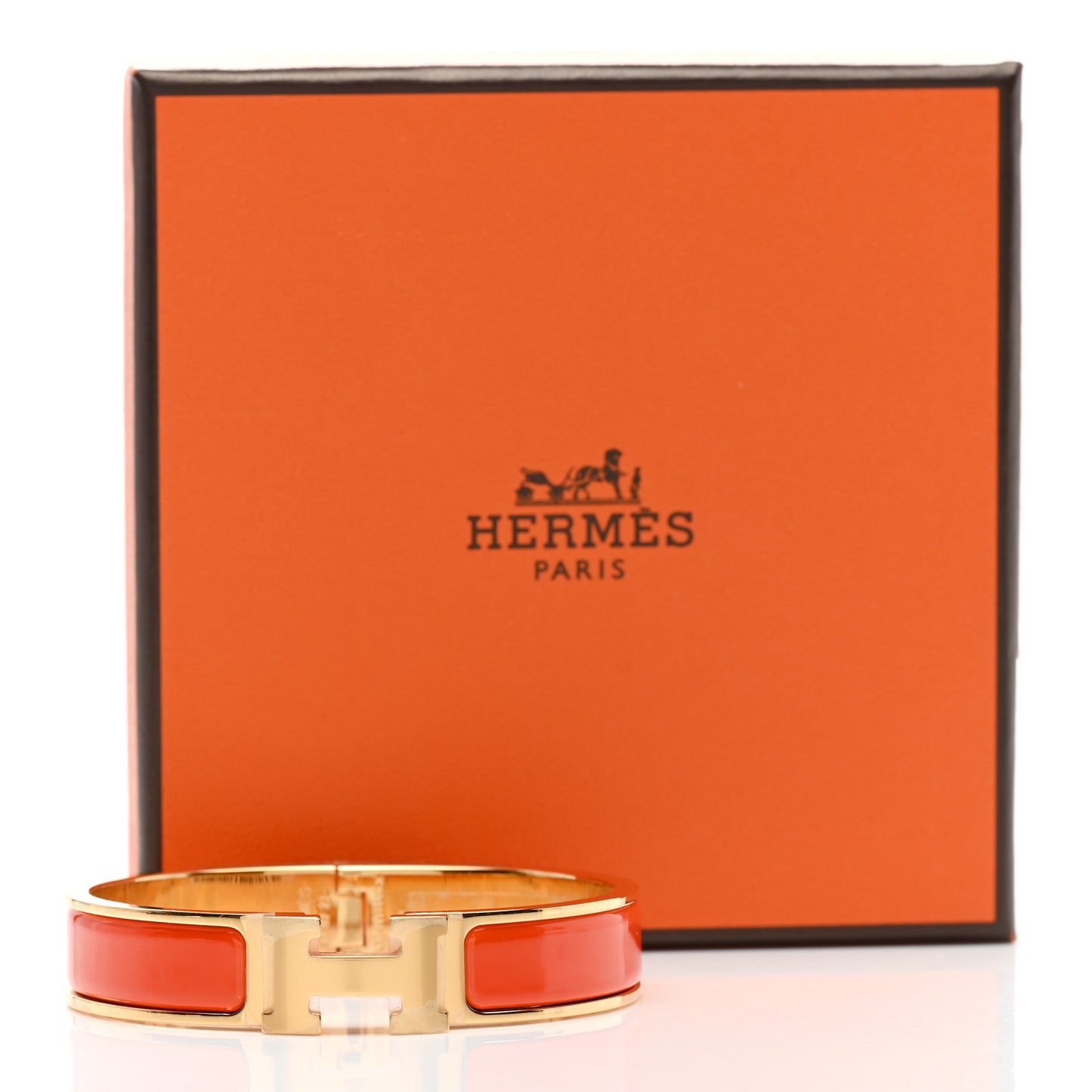 Enamel Narrow Clic Clac H Bracelet PM Orange