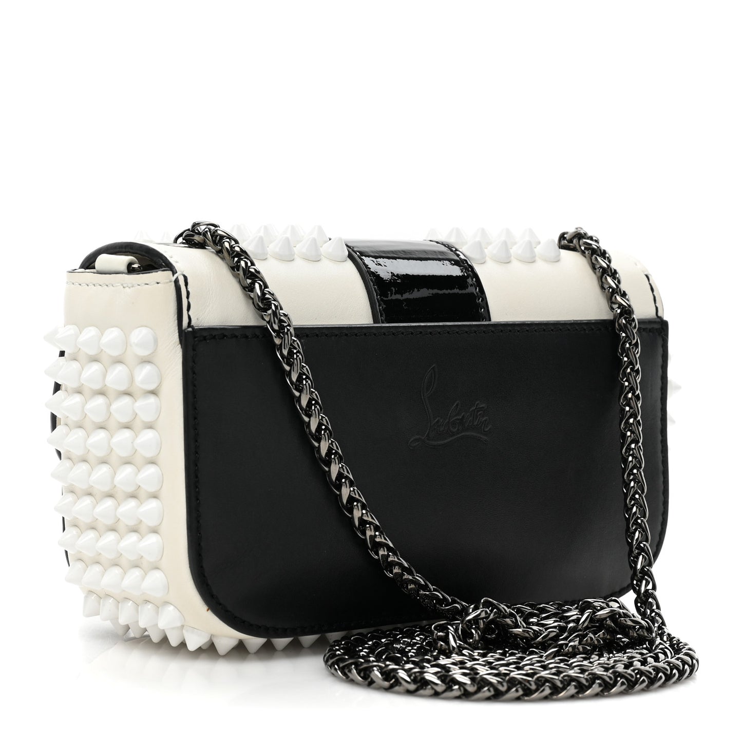 Calfskin Spikes Sweety Charity Shoulder Bag White Black