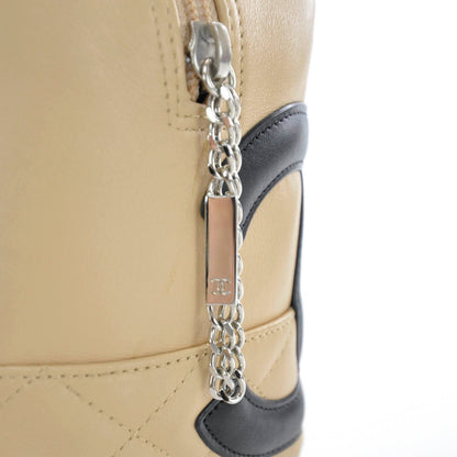 Chanel Calfskin Quilted Large Cambon Bowler Beige Black 8 of 11
