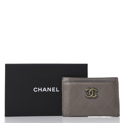 Chanel Lambskin Quilted CC Card Holder Dark Grey 13 of 13