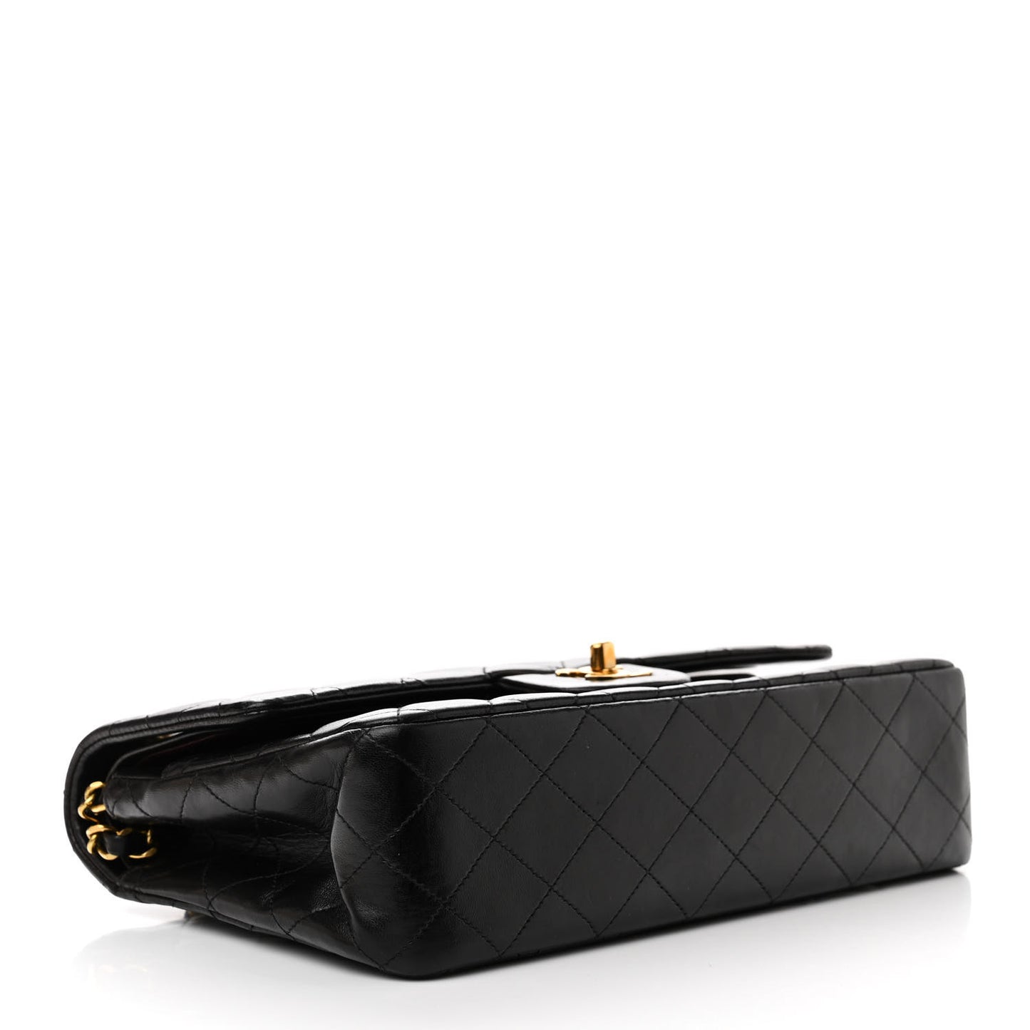 Lambskin Quilted Medium Double Flap Black