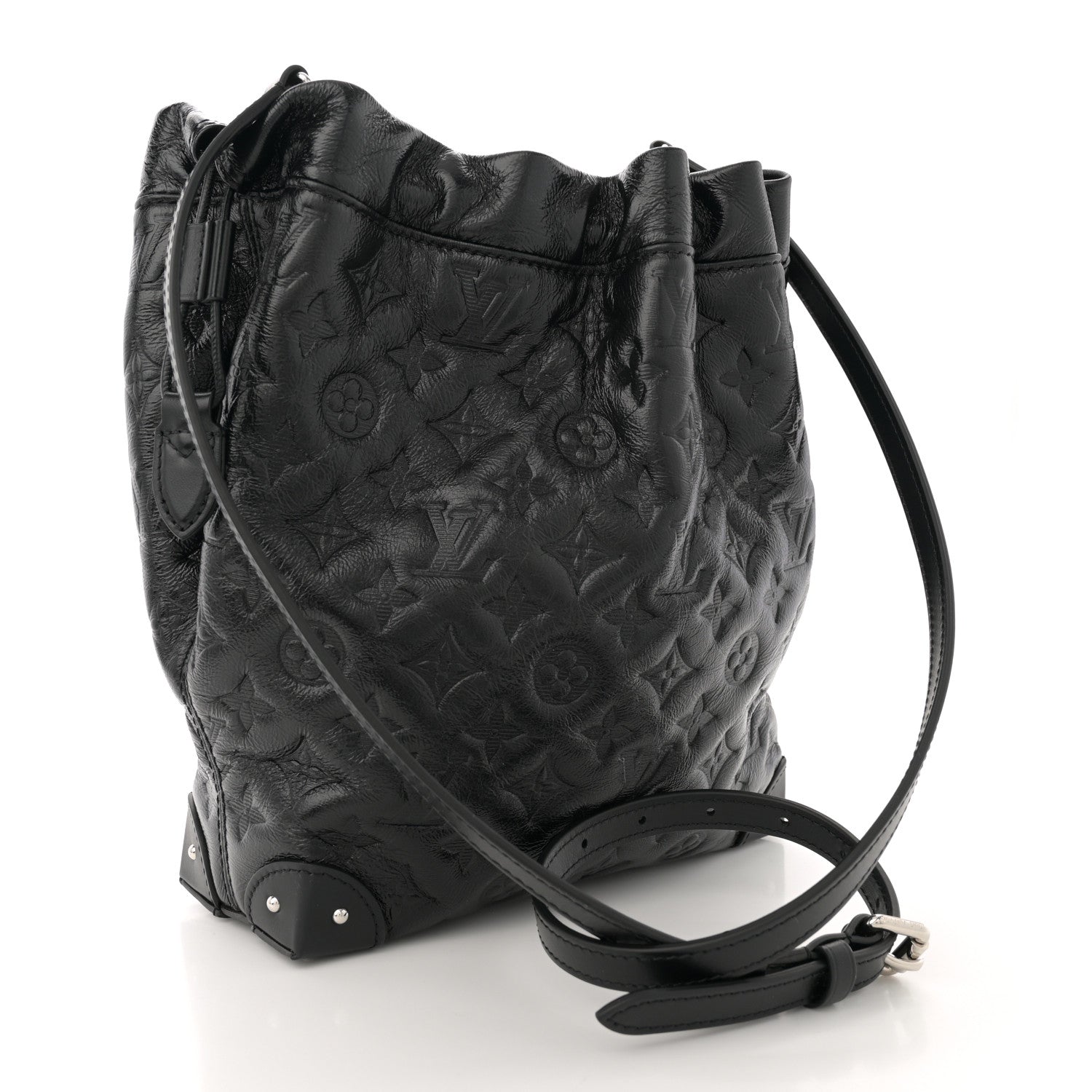Louis Vuitton Lambskin Monogram Shadow Coussin Noe Trunk PM Black 3 of 9