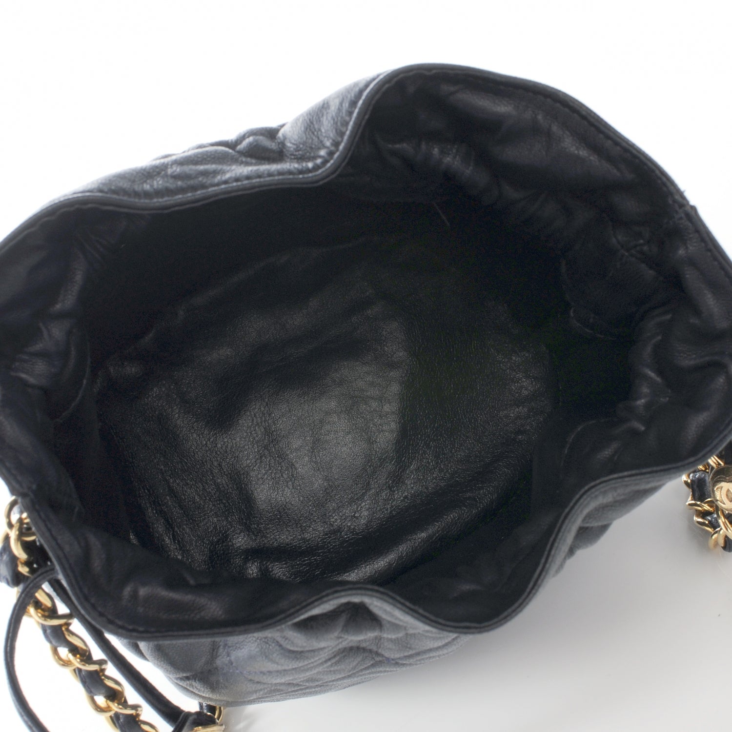Chanel Lambskin Drawstring Pouch Bag Navy Blue 6 of 7