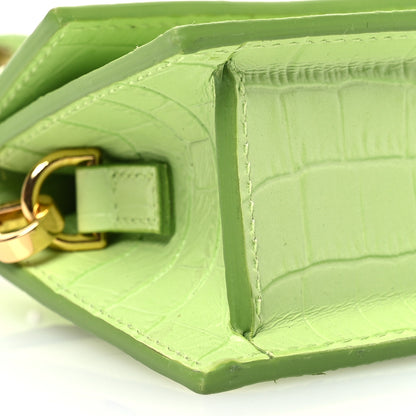 Jacquemus Calfskin Crocodile Embossed Le Chiquito Light Green 8 of 9