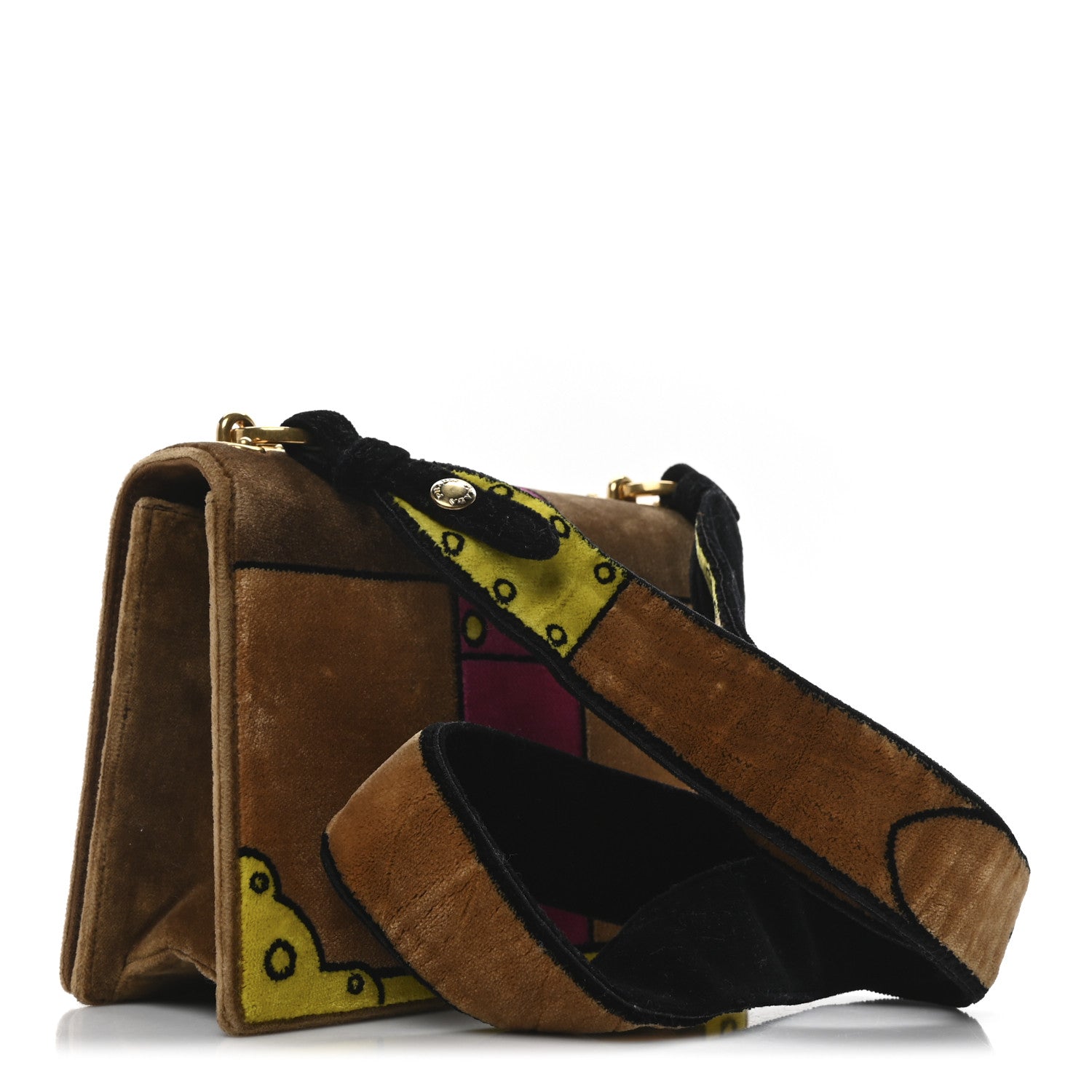 Prada Velluto Ricamo Cahier Shoulder Bag Cammello 3 of 9