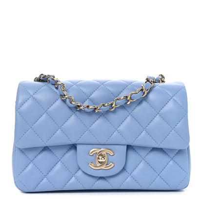 Chanel Lambskin Quilted Mini Rectangular Flap Light Blue 1 of 11