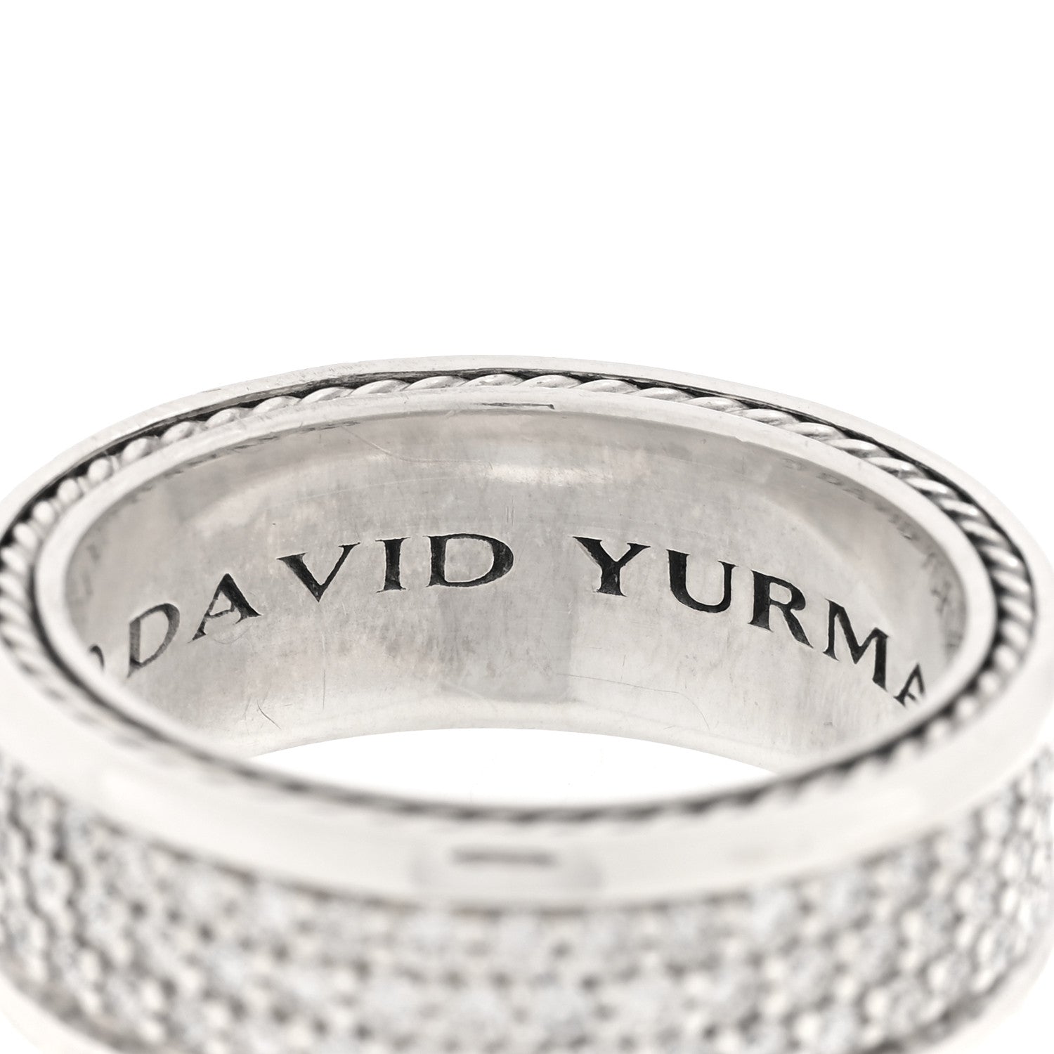 David Yurman Sterling Silver Diamond Streamline Three-Row Band Ring 63 10.25 4 of 4