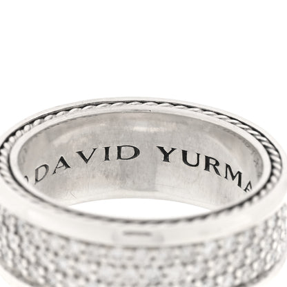 David Yurman Sterling Silver Diamond Streamline Three-Row Band Ring 63 10.25 4 of 4