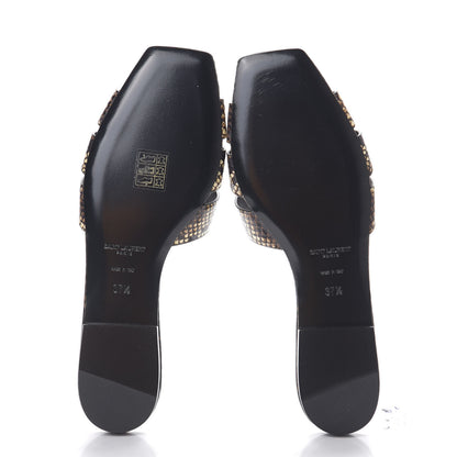 Saint Laurent Snakeskin Tribute 05 Slide Sandals 37.5 Oro 4 of 8
