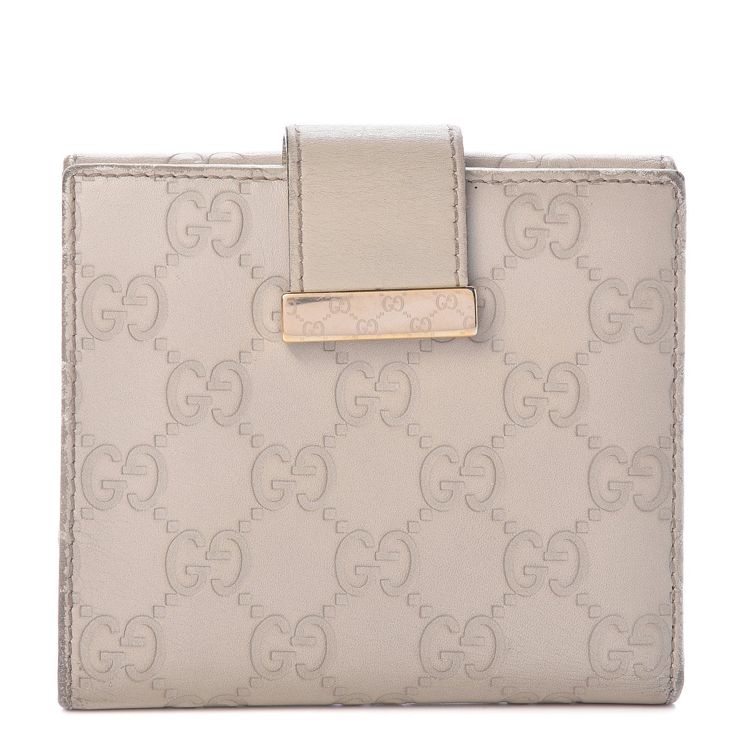 Gucci Guccissima Icon Bar French Flap Wallet White 1 of 21