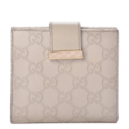 Gucci Guccissima Icon Bar French Flap Wallet White 1 of 21