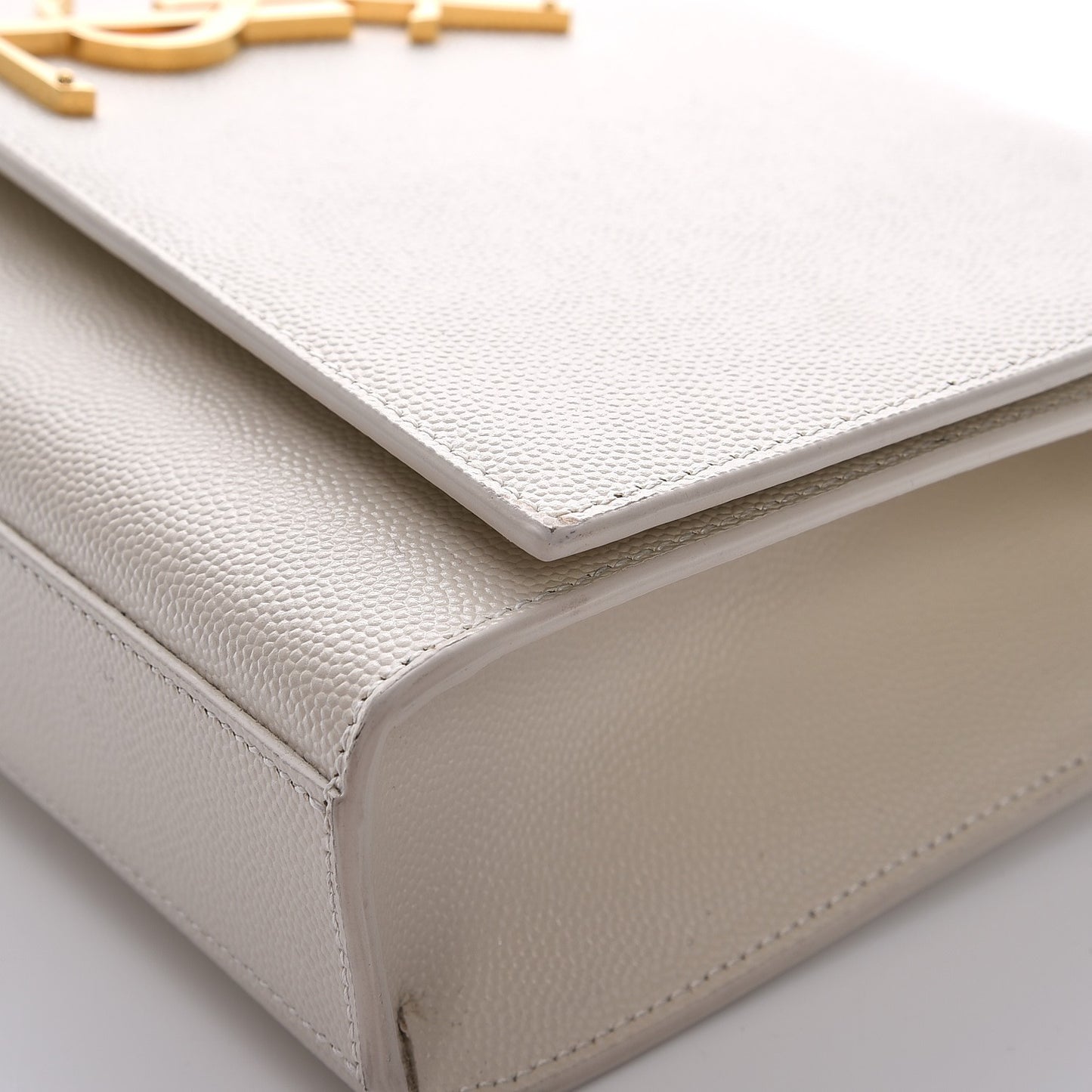 Grain De Poudre Medium Classic Monogram Kate Satchel Dove White