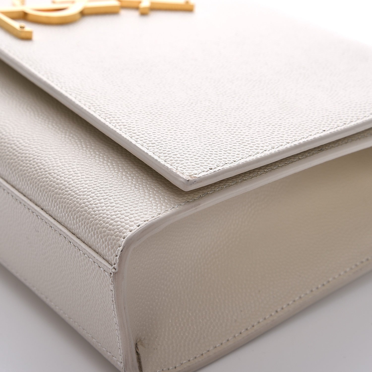 Saint Laurent Grain De Poudre Medium Classic Monogram Kate Satchel Dove White 10 of 13