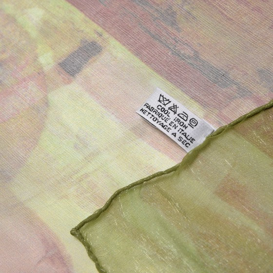 Chanel Silk CC Print Scarf Green Pink 4 of 5