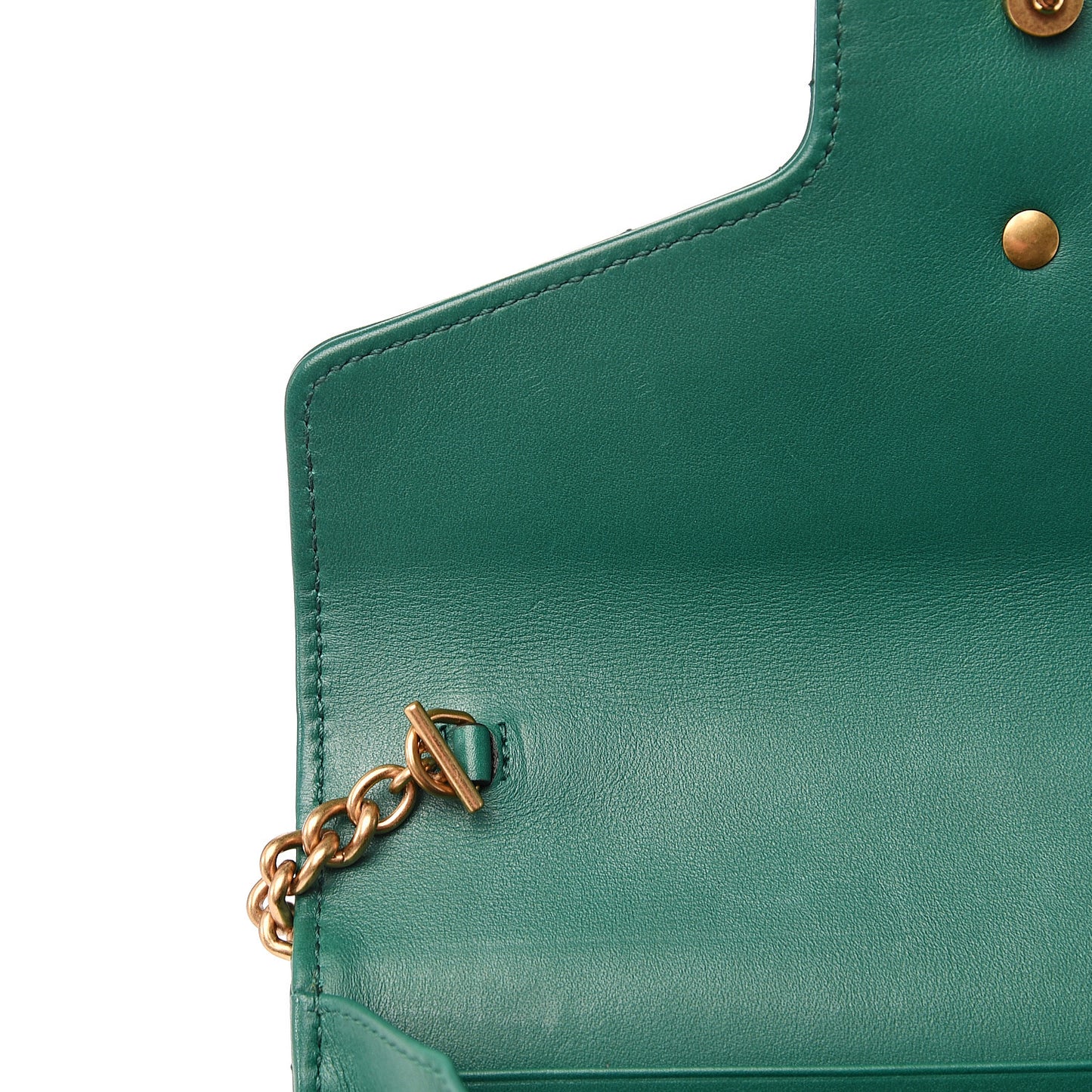 Calfskin Matelasse GG Marmont Chain Wallet Emerald Green