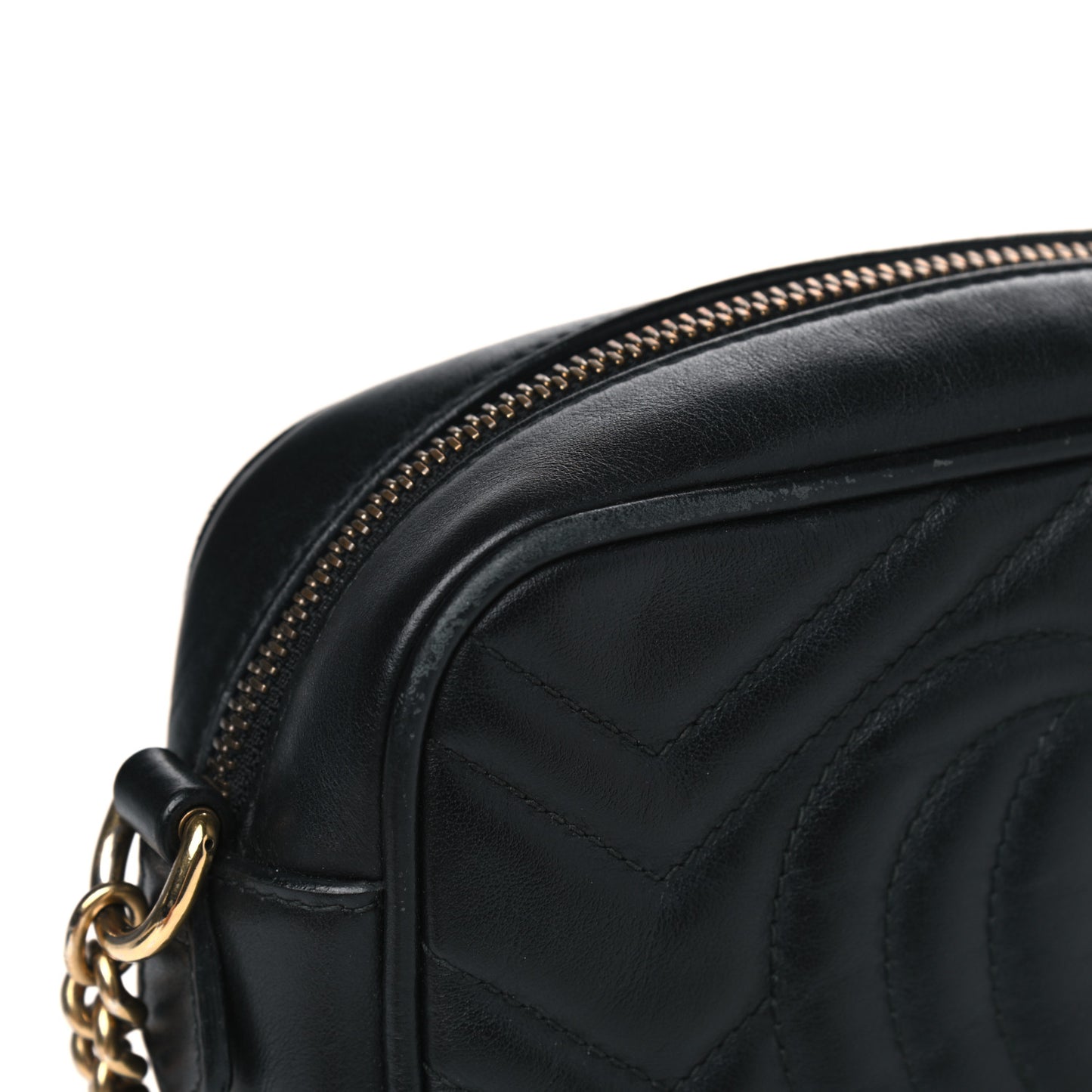 Calfskin Matelasse Mini GG Marmont Chain Shoulder Bag Black