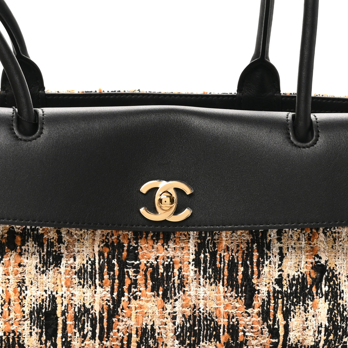 Chanel Calfskin Tweed Mixed Fibers Leopard Print Urban Essentials Small Shopping Bag Brown Black White 7 of 10