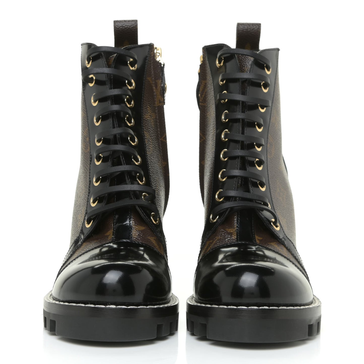 Patent Calfskin Monogram Star Trail Ankle Boots 39 Black