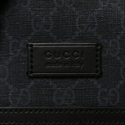 Gucci GG Supreme Monogram Appia Calfskin Web Flat Messenger Bag Black Grey 9 of 12