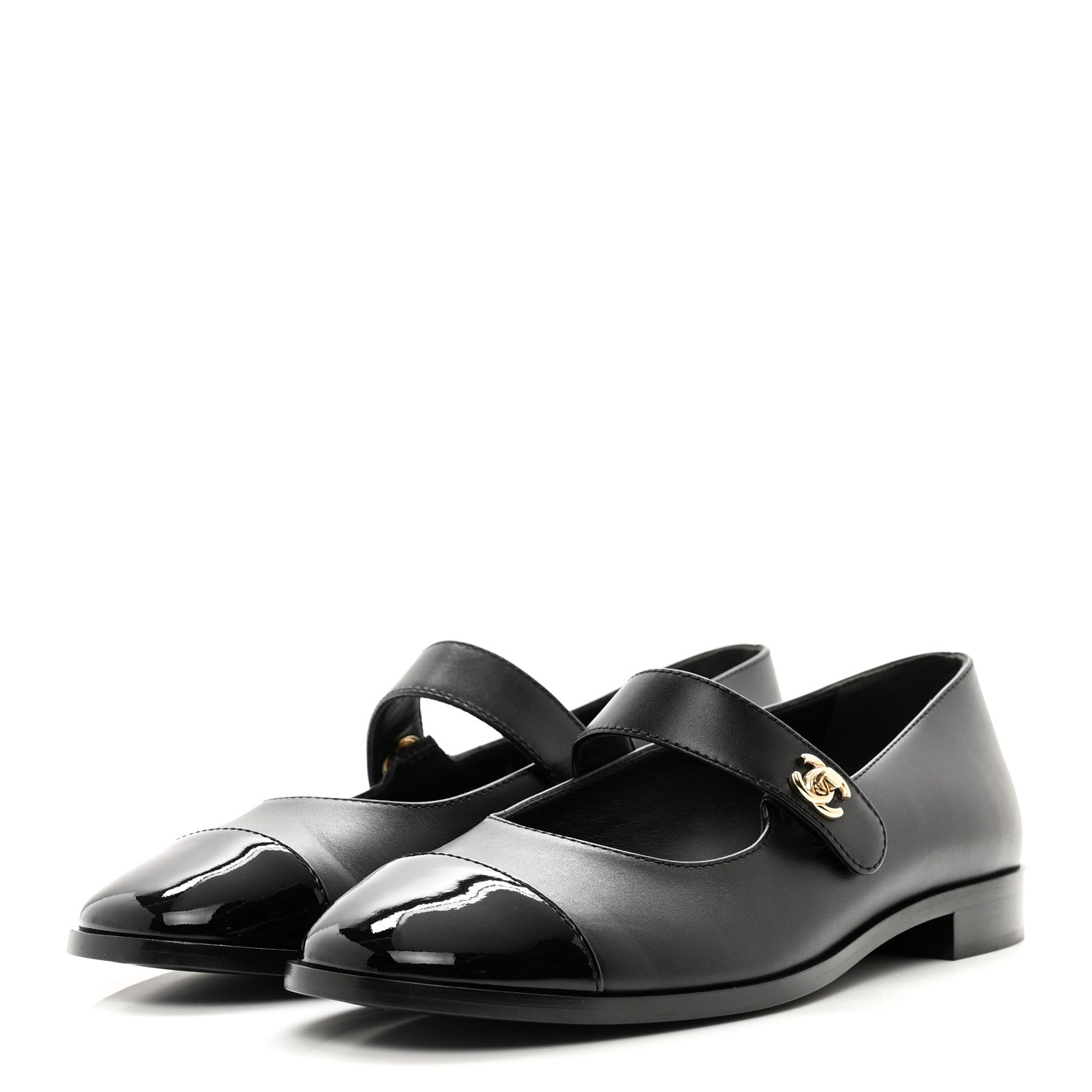 Chanel Calfskin Patent Mary Janes Flats 39 Black 3 of 9