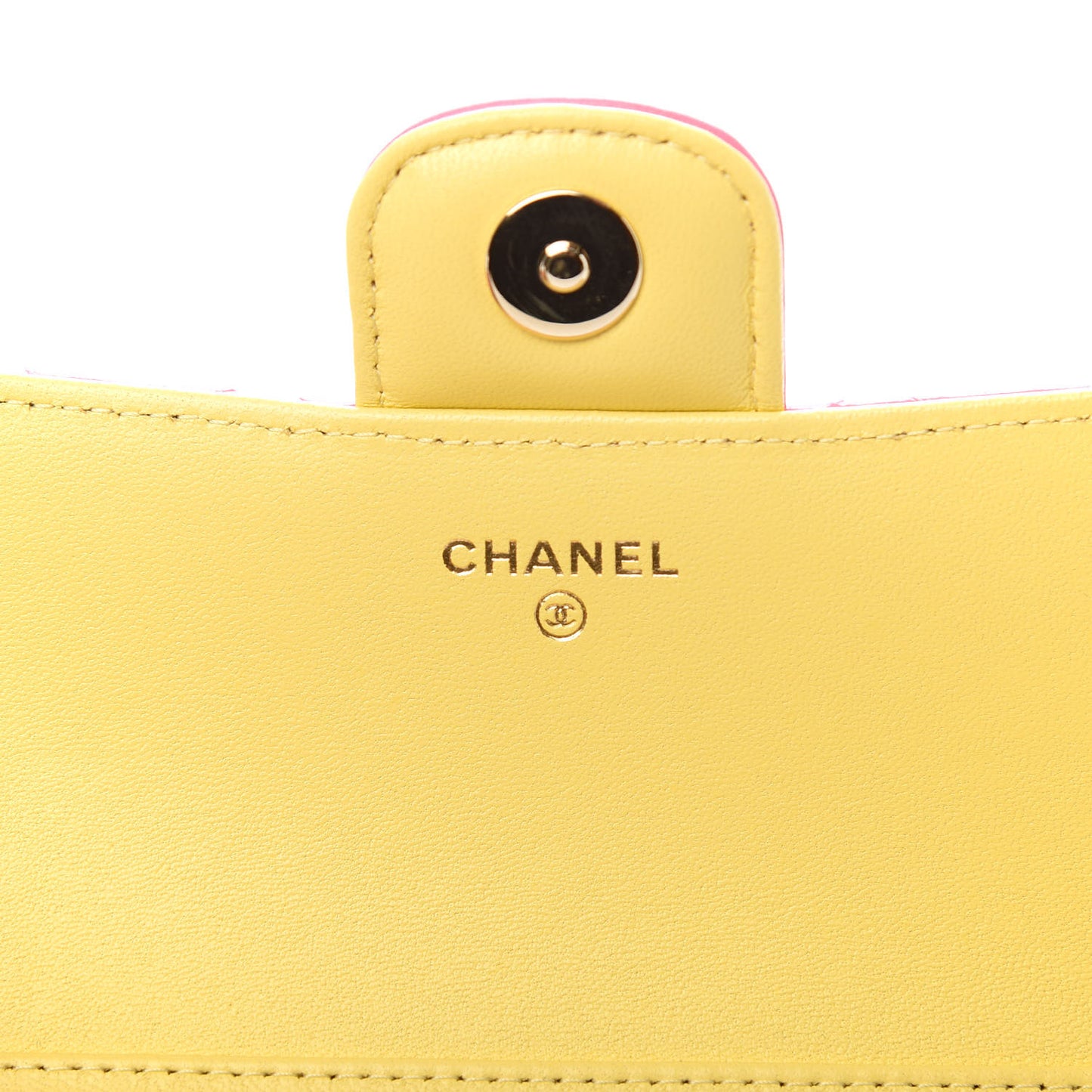 Lambskin Quilted Glasses Case With Chain Pink Yellow