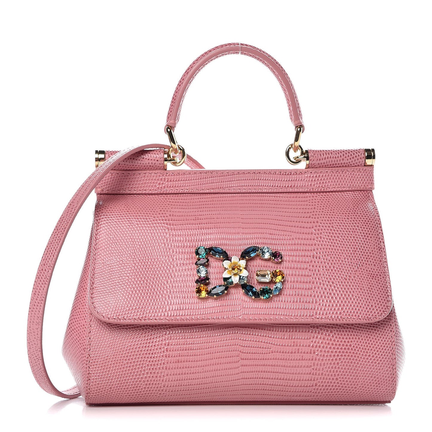 Stampa Iguana Crystal Small Miss Sicily Satchel Pink