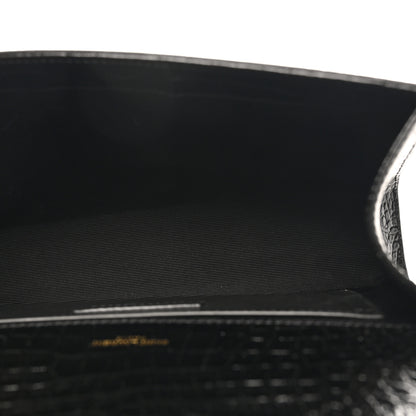 Saint Laurent Calfskin Crocodile Embossed Medium Classic Monogram Kate Tassel Satchel Black 5 of 9