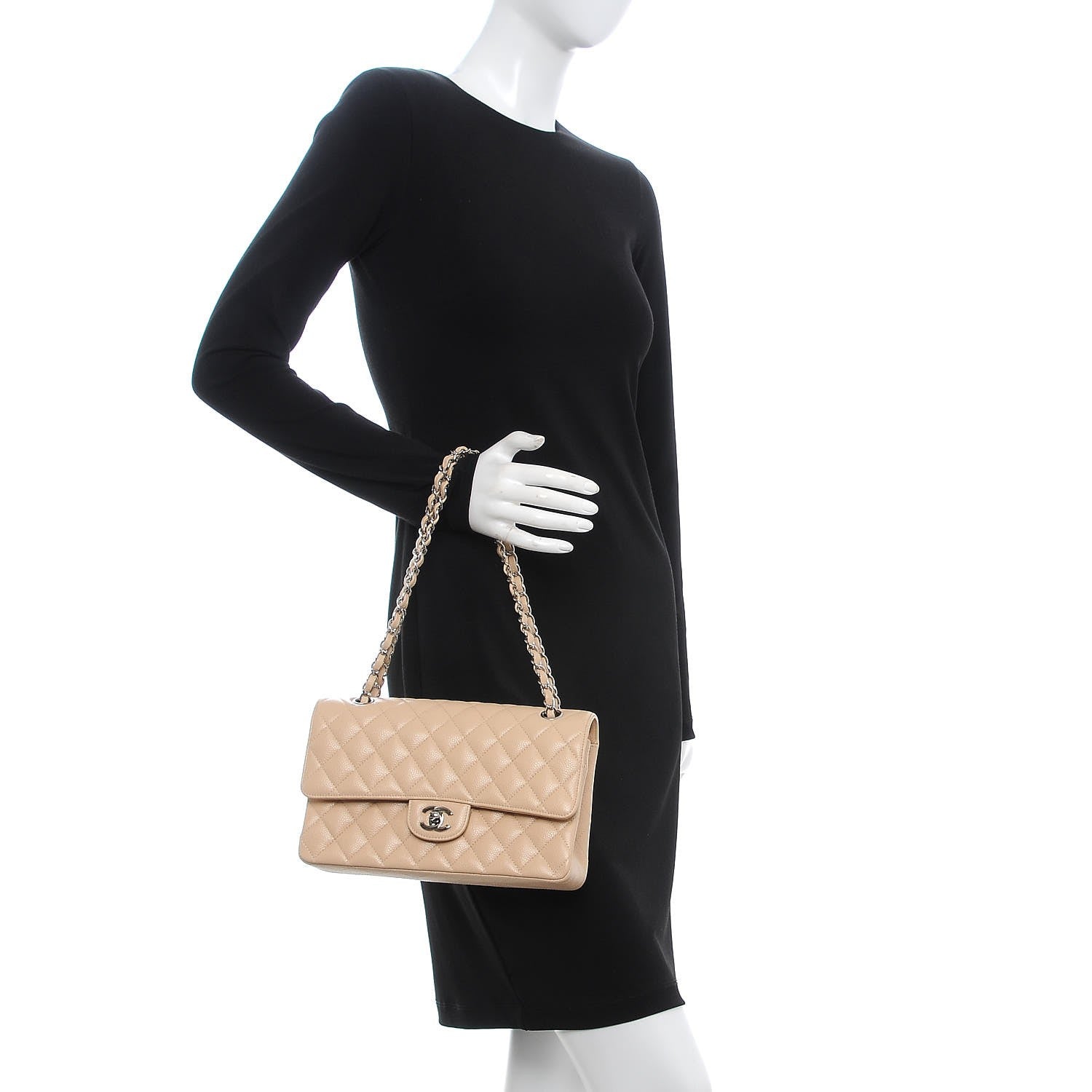 Chanel Caviar Quilted Medium Double Flap Beige Clair 2 of 9