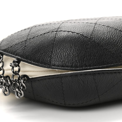 Chanel Aged Calfskin Quilted Small Gabrielle Bucket White Black 9 of 10