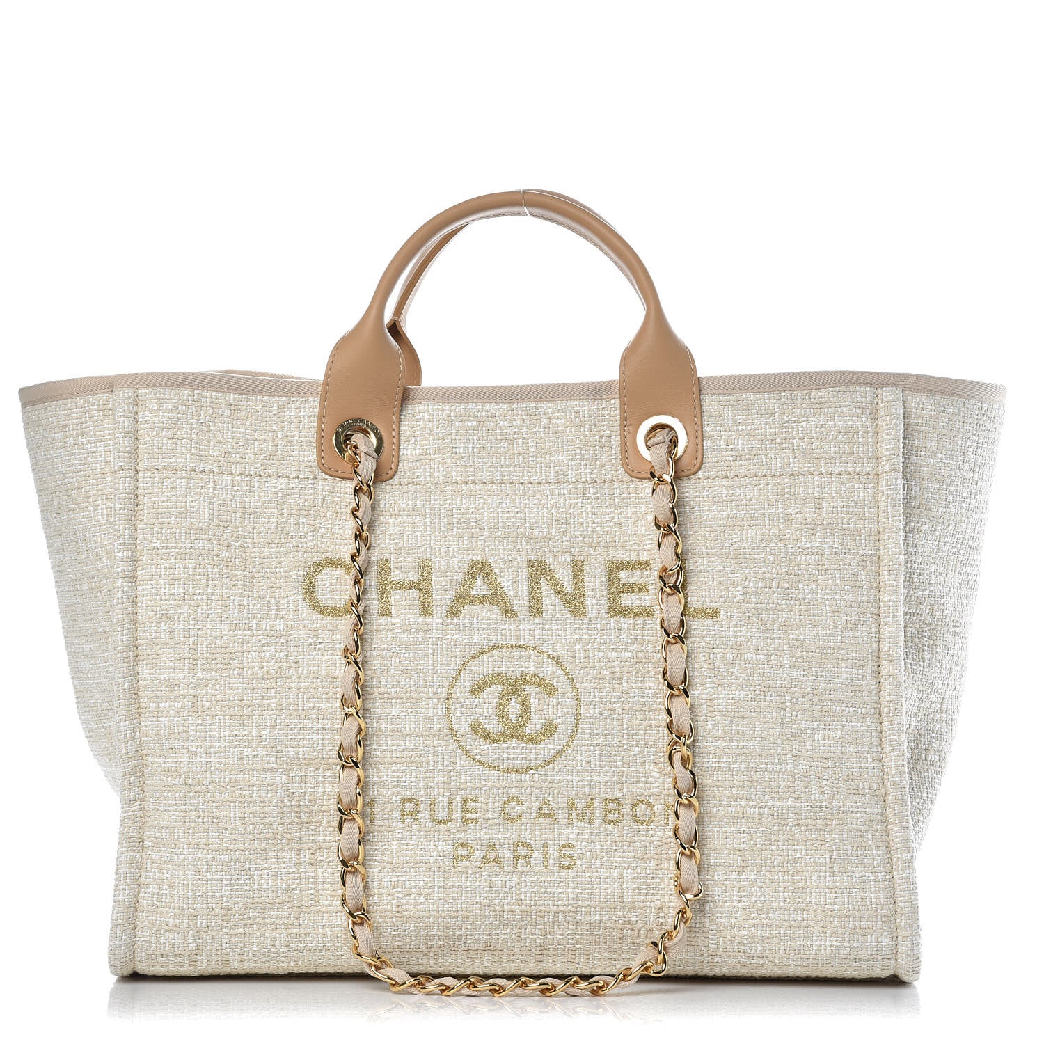 Chanel Canvas Large Deauville Tote Light Beige 1 of 11