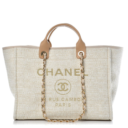 Chanel Canvas Large Deauville Tote Light Beige 1 of 11