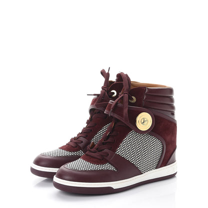 Louis Vuitton Calfskin Suede Postmark Wedge Sneakers 39.5 Bordeaux 3 of 8