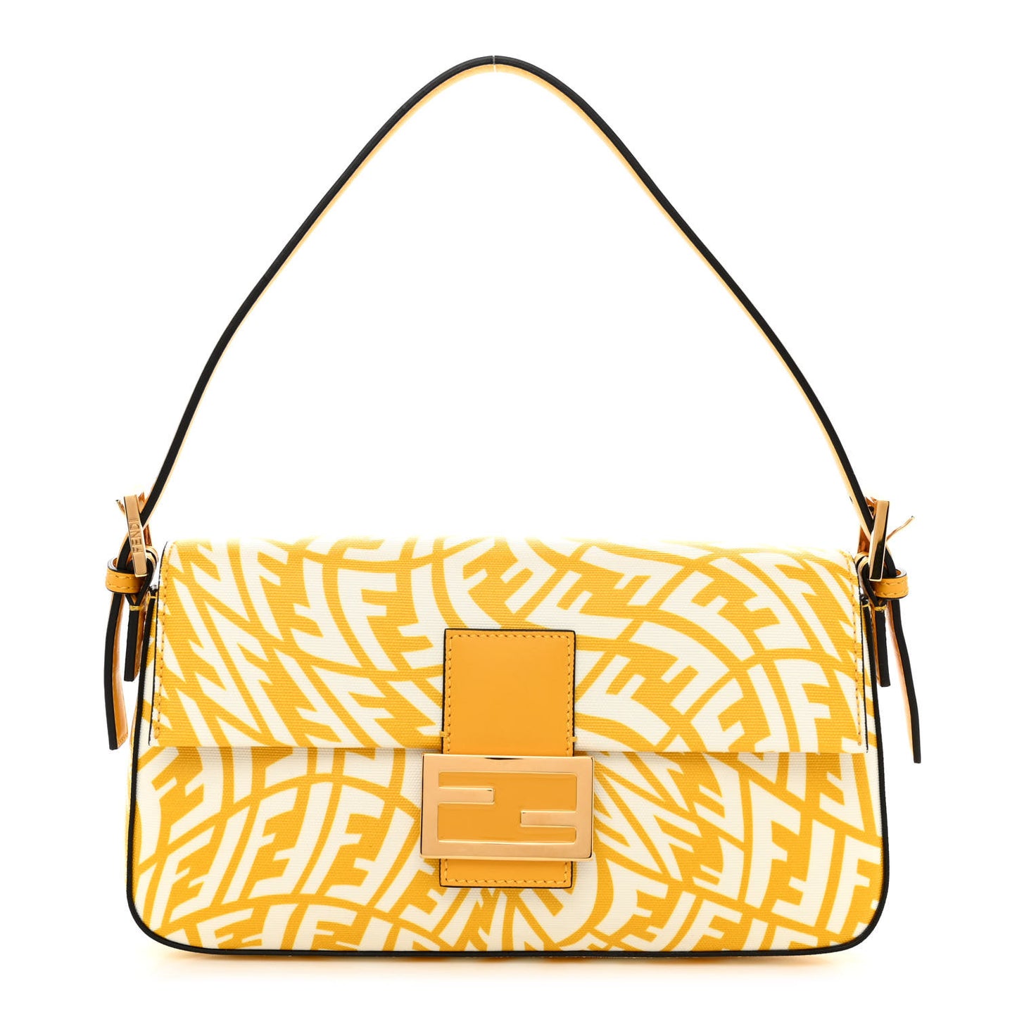 X SARAH COLEMAN Glazed Canvas Vitello King FF Vertigo Baguette 1997 Mimosa White