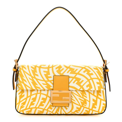 Fendi X SARAH COLEMAN Glazed Canvas Vitello King FF Vertigo Baguette 1997 Mimosa White 1 of 9