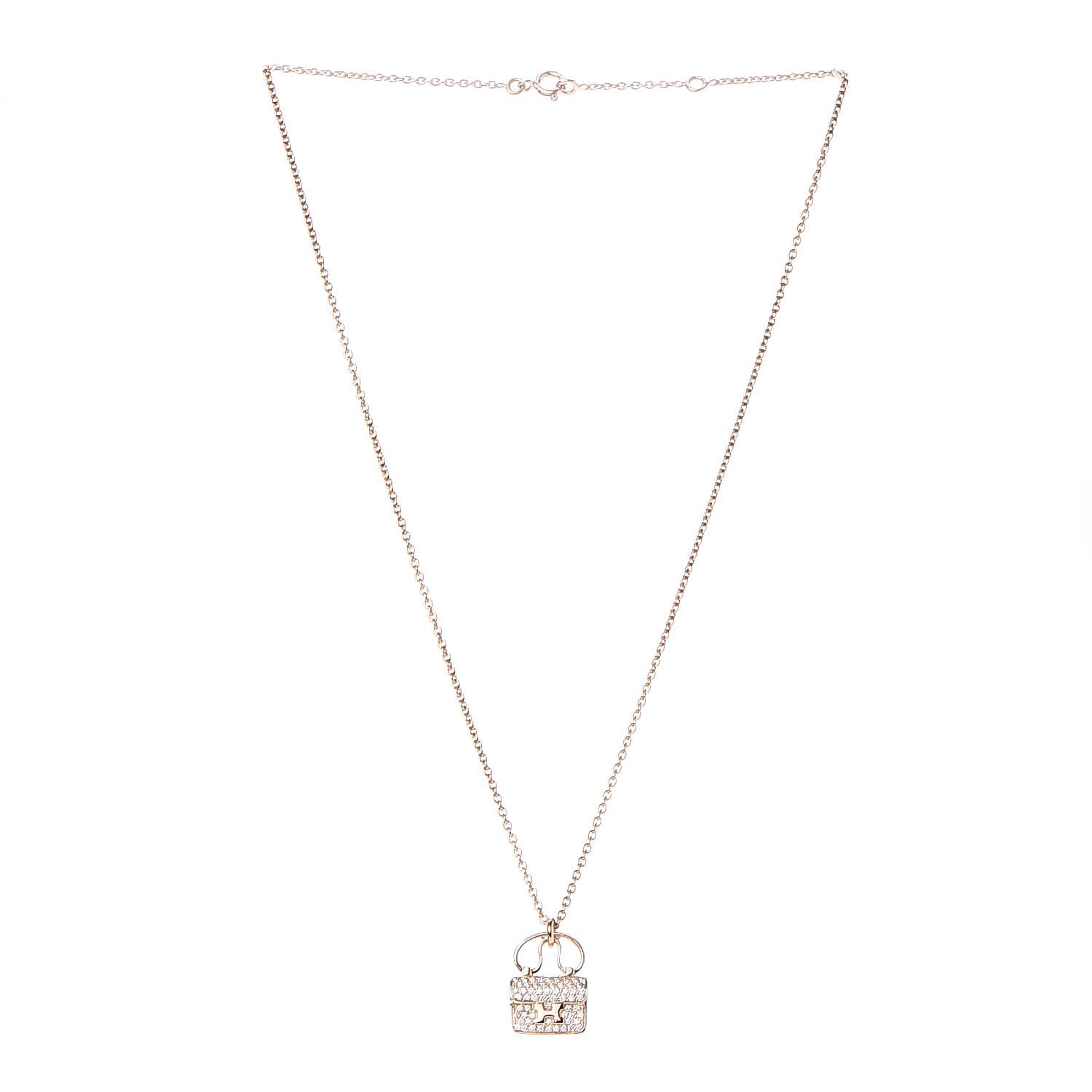 Hermes 18K Rose Gold Diamond Constance Amulette Pendant Necklace 3 of 7