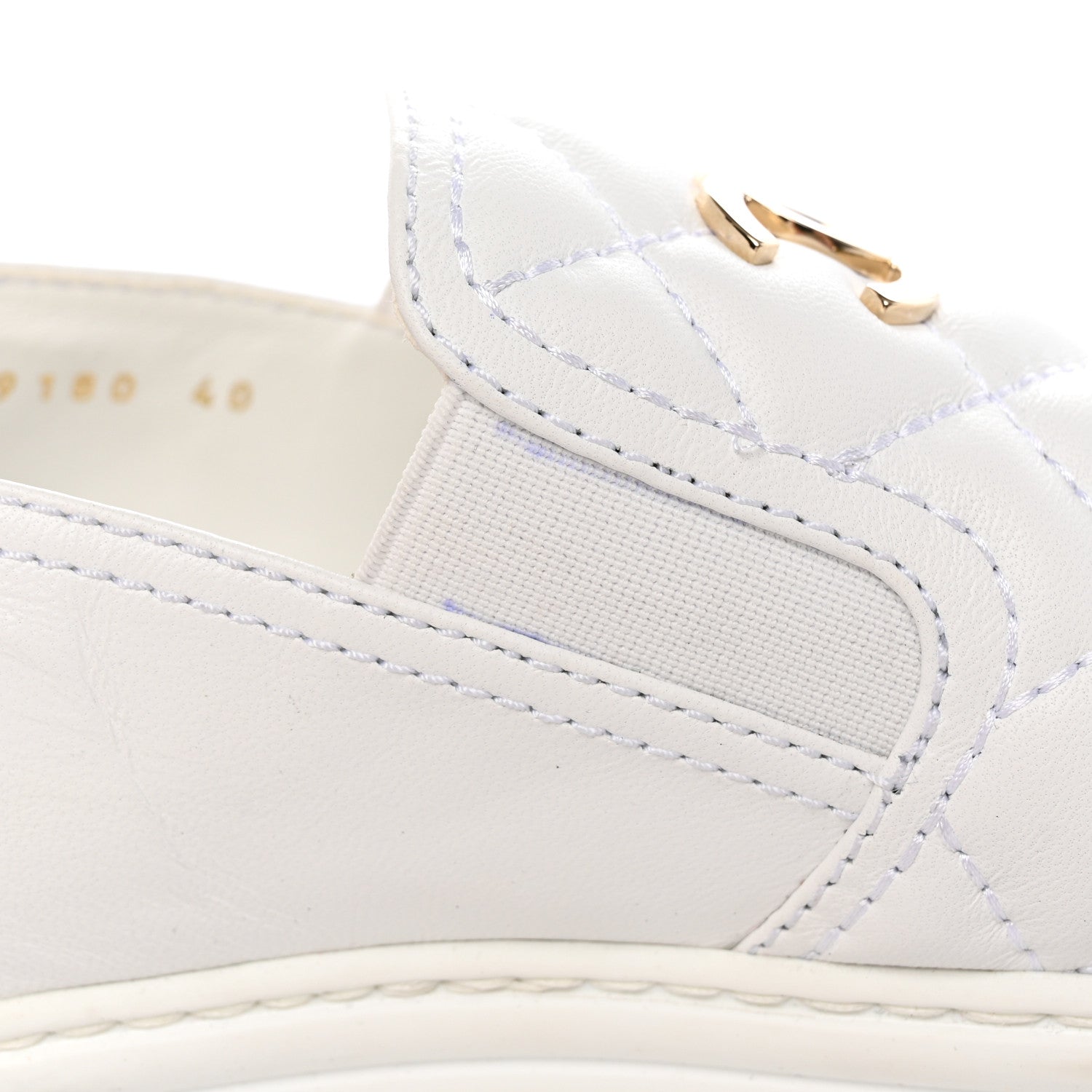 Chanel Lambskin Quilted Womens CC Stroll Sneakers 40 White 10 of 18