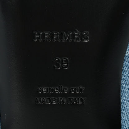 Hermes Denim Fringed Oz Mules 39 Bleu Clair 7 of 11