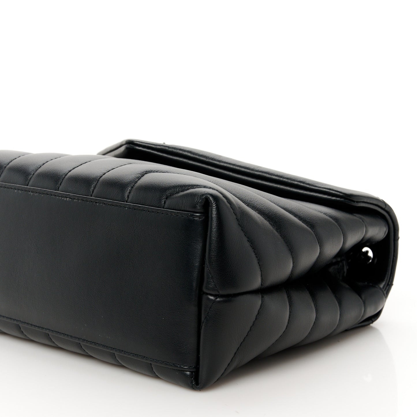 Calfskin Y Quilted Monogram Monochrome Small Loulou Chain Satchel Black