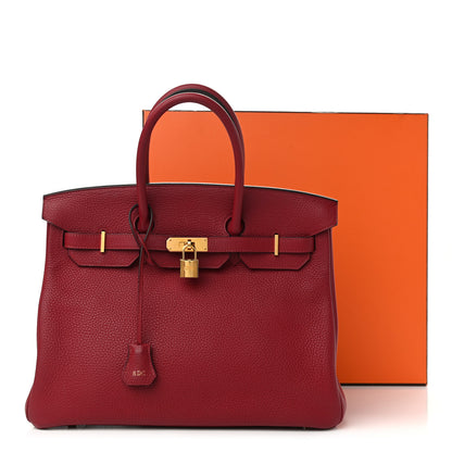 Hermes Taurillon Clemence Birkin 35 Rouge Grenat 15 of 15