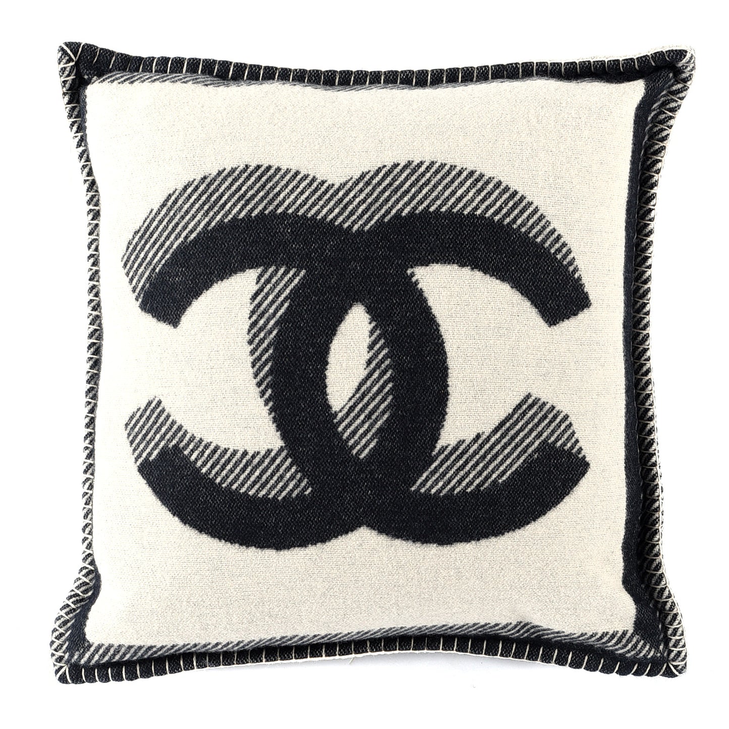 Merino Wool Cashmere CC Pillow Beige Black