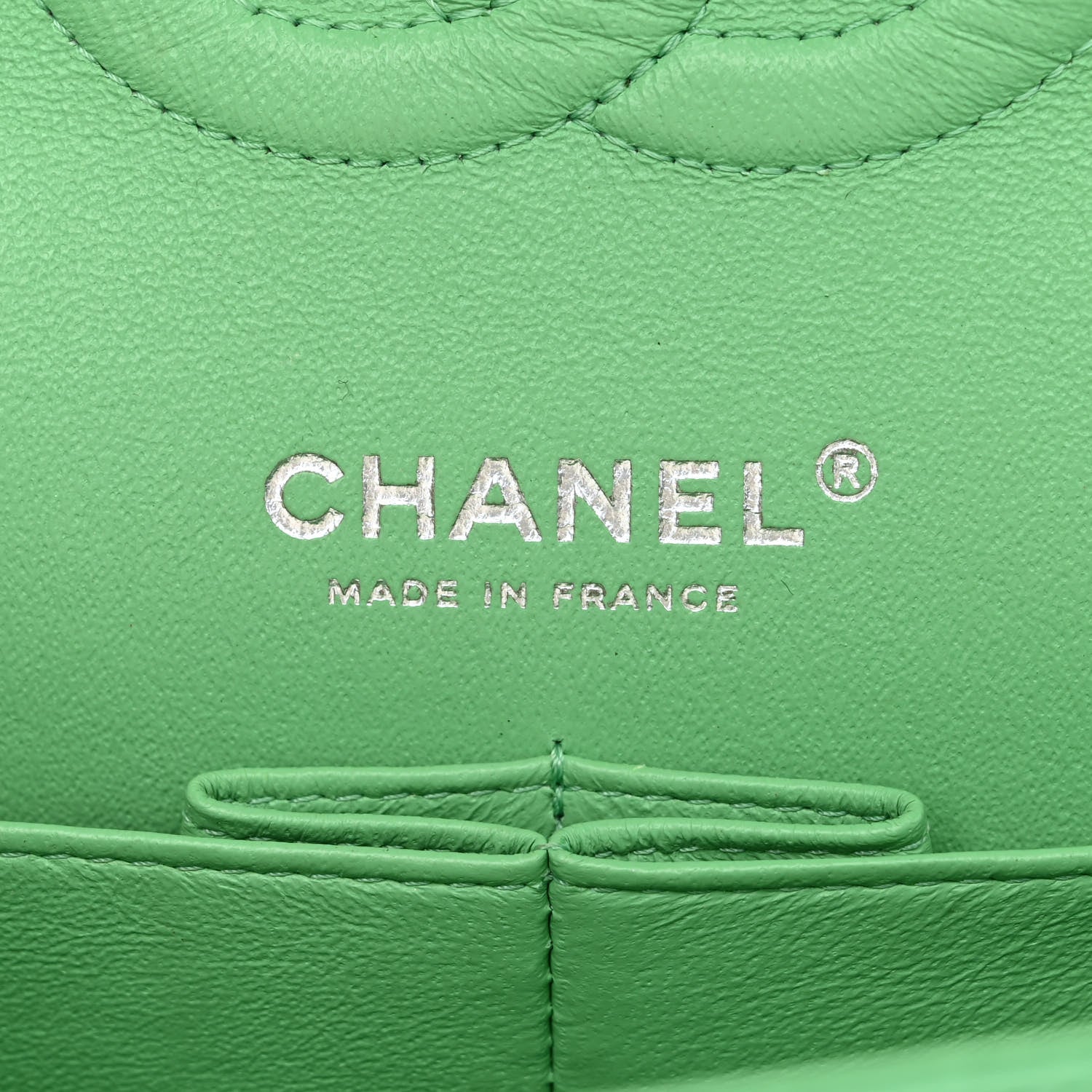 Chanel Caviar Chevron Quilted Medium Double Flap Green 6 of 12