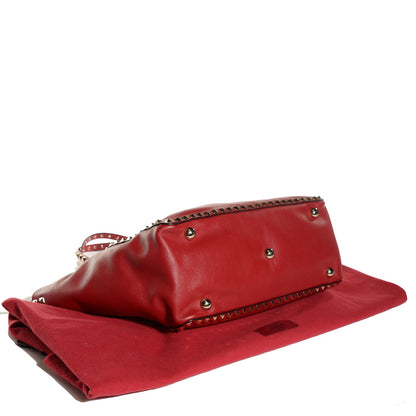 Valentino Garavani Vitello Medium Rockstud Tote Rosso Valentino 4 of 9
