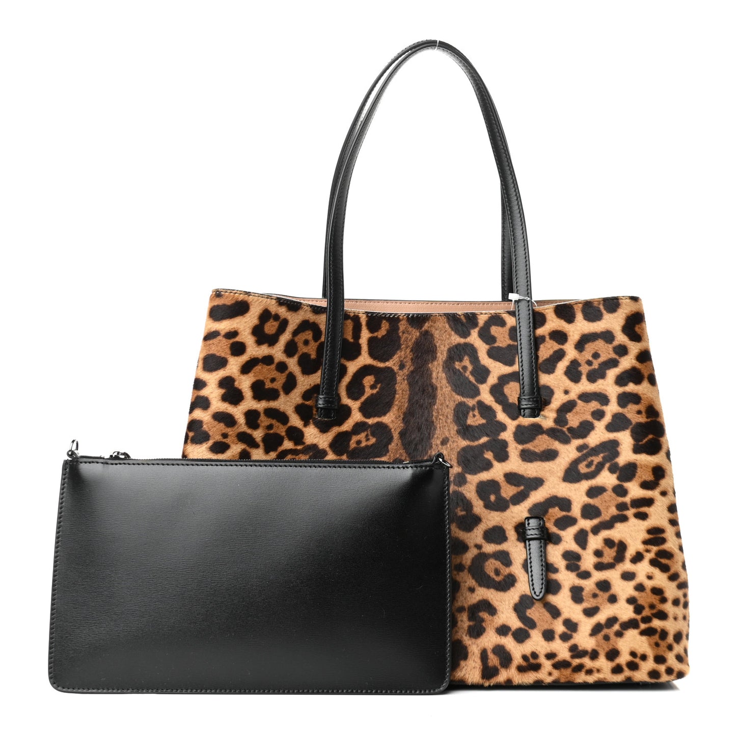 Faux Calf Hair Calfskin Leopard Print Mina 32 Bag Mordore Black
