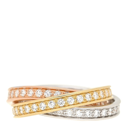 Cartier 18K Pink White Yellow Gold Diamond Trinity Ring 55 7.25 1 of 4