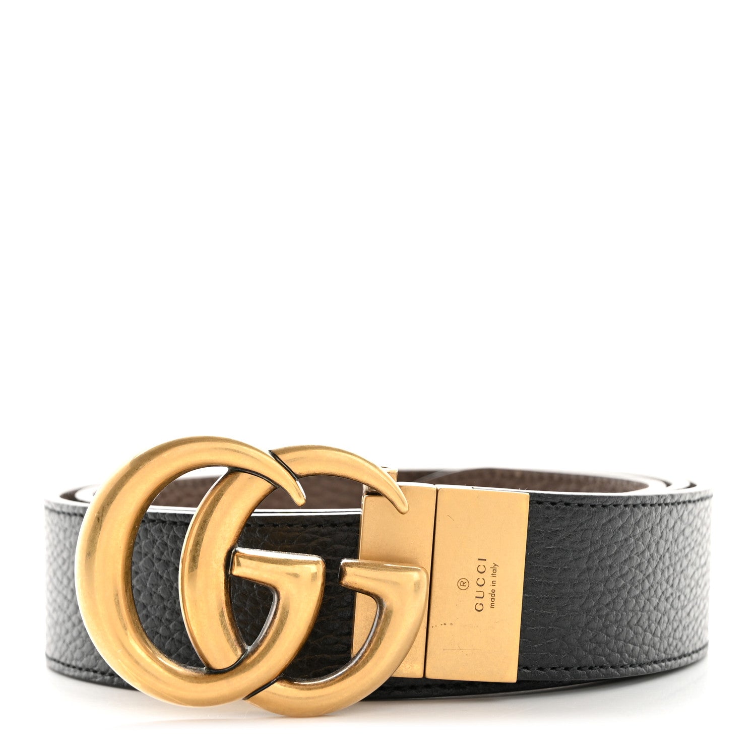 Gucci Dollar Calfskin Double G Reversible 37mm Belt 95 38 Black New Acero 1 of 6