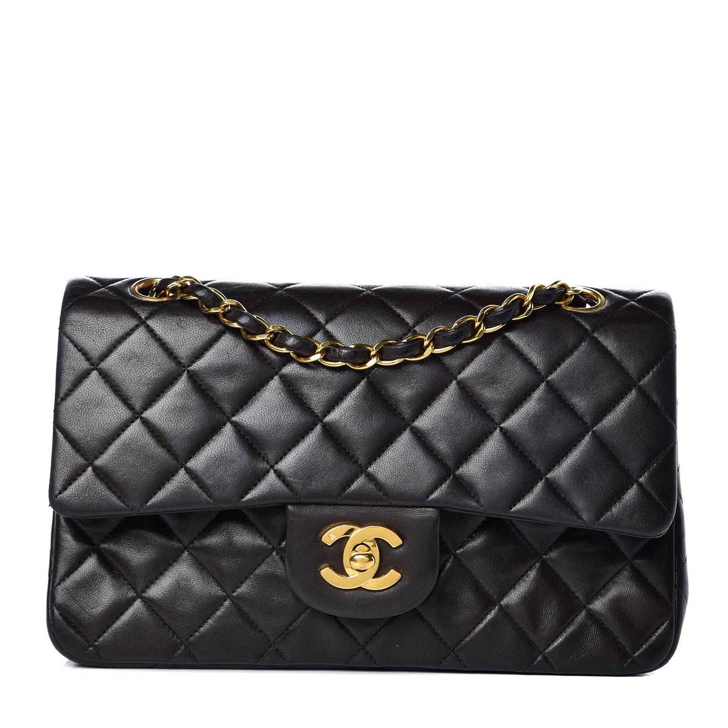 Lambskin Quilted Small Double Flap Black