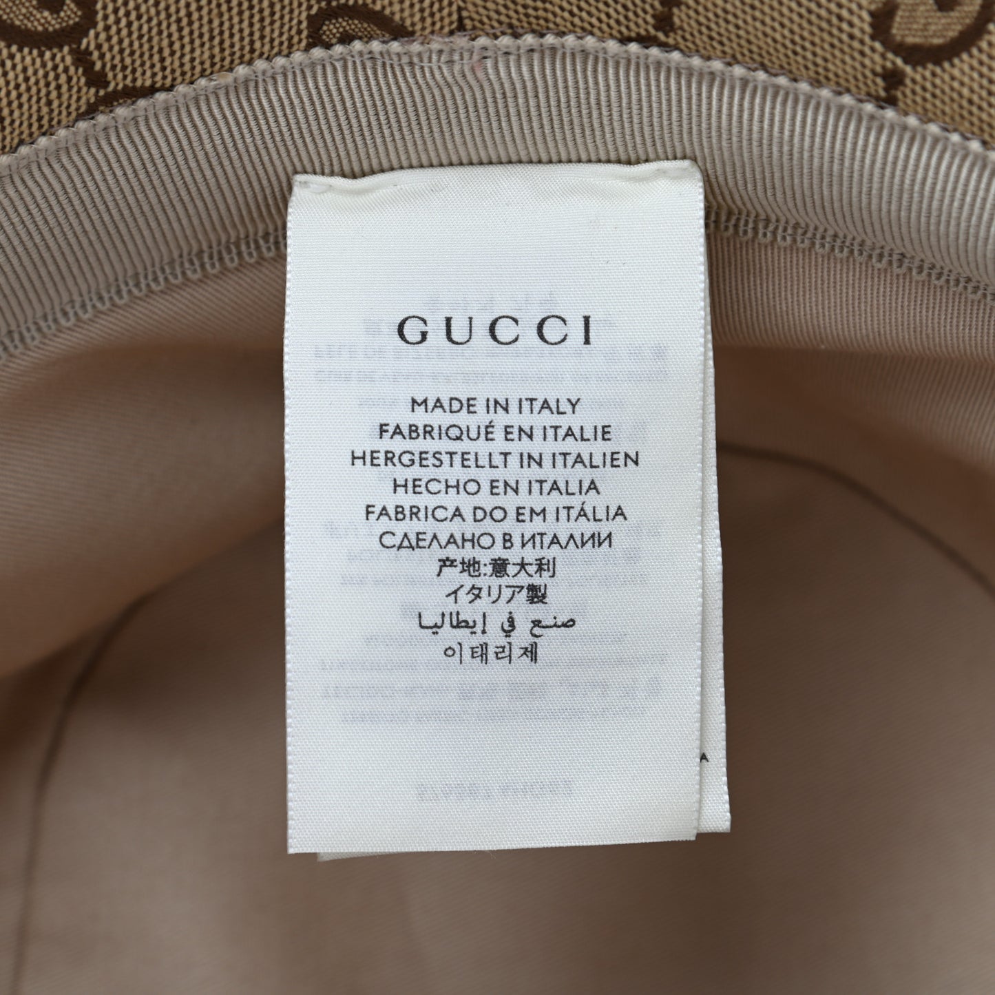 Monogram Textured Dollar Calfskin GG Jago Bucket Hat M Cacao Beige