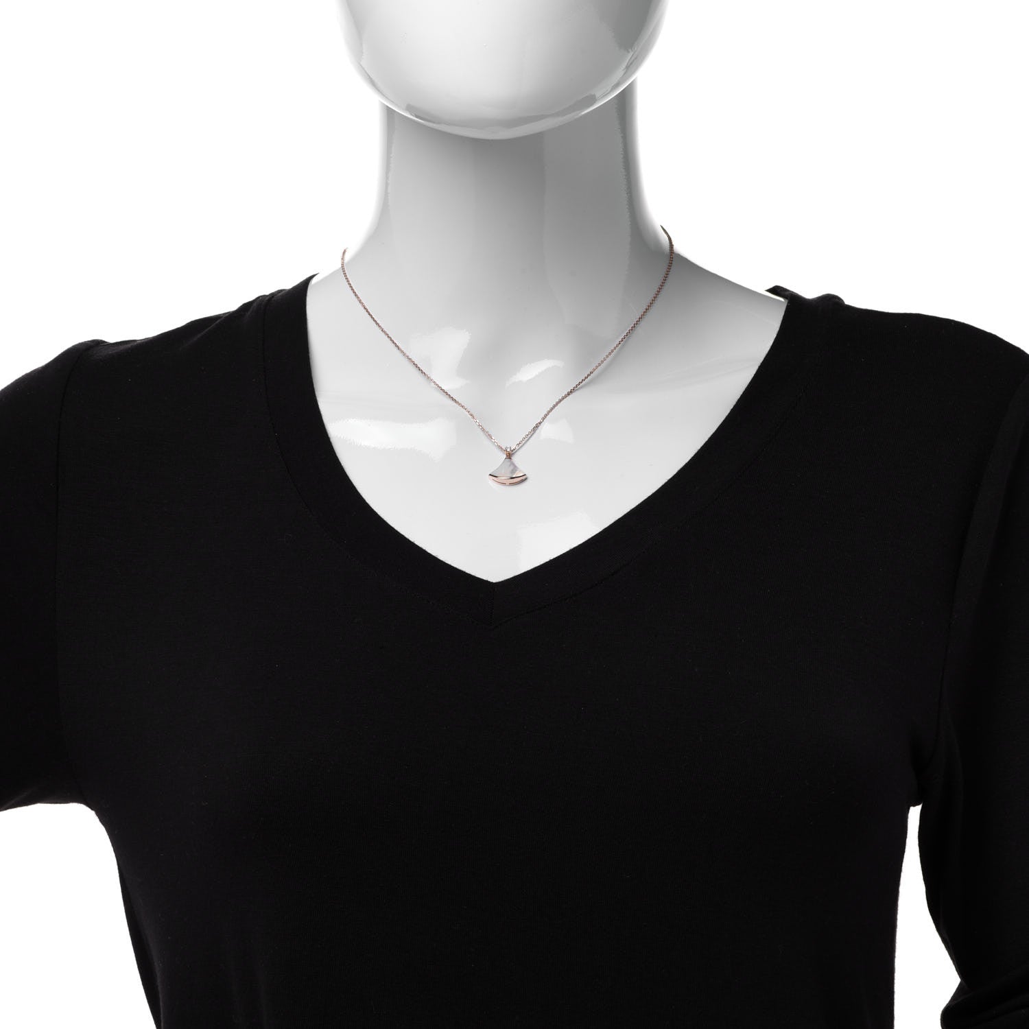 Bulgari 18K Rose Gold Diamond Mother of Pearl Small Divas' Dream Pendant Necklace 2 of 7