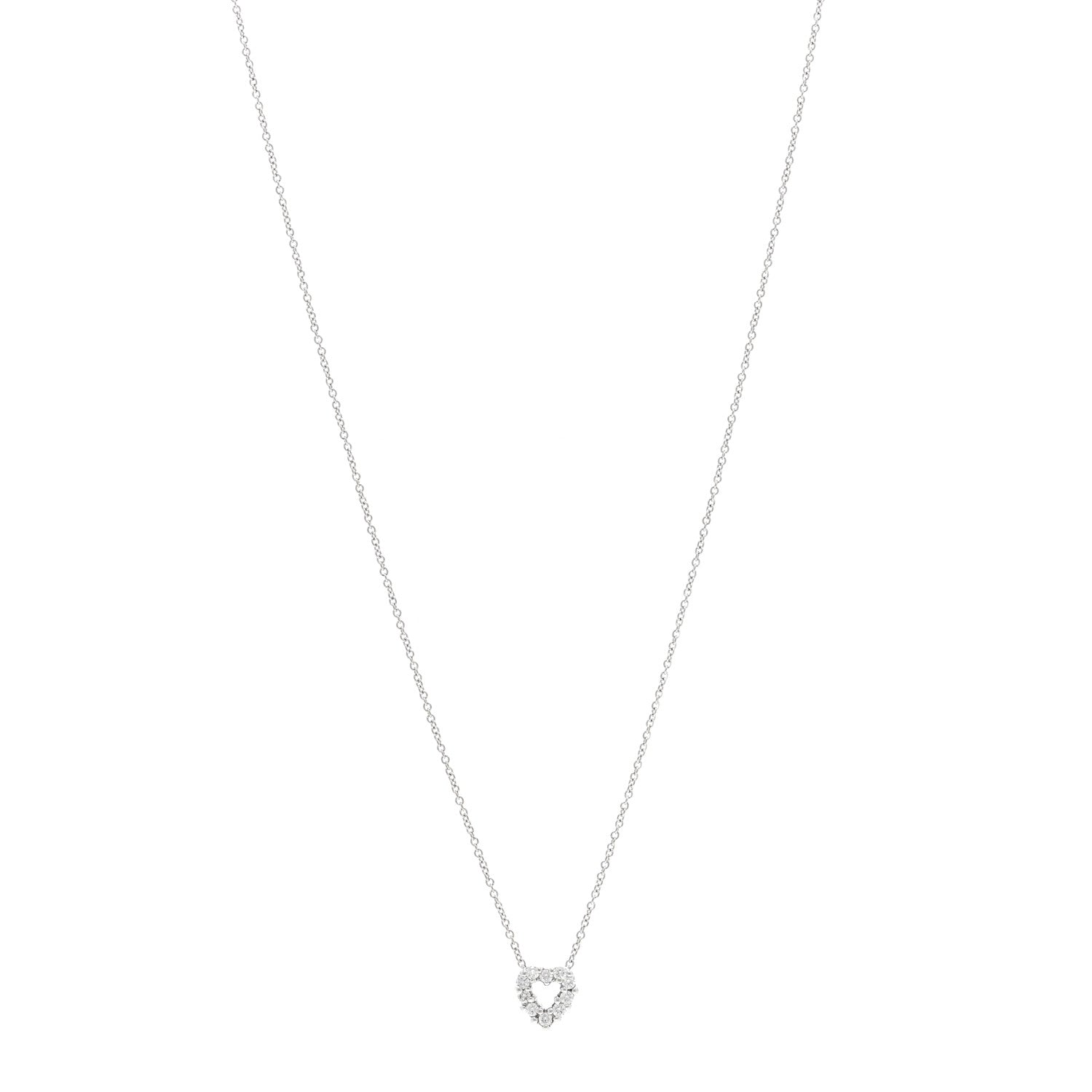 Roberto Coin 18K White Gold Diamond Tiny Treasures Heart Pendant Necklace 1 of 4