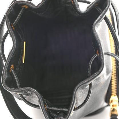 Prada Glace Calfskin Embossed Secchiello Bucket Bag Black 5 of 10